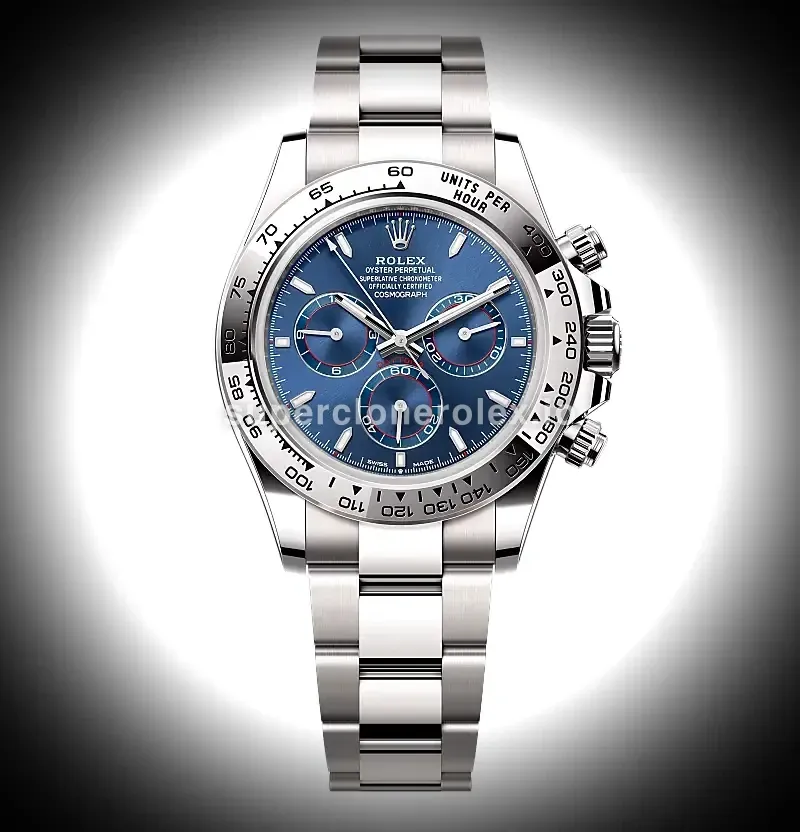 Rolex Daytona 126509 esfera azul brillante en oro blanco de 18k réplica