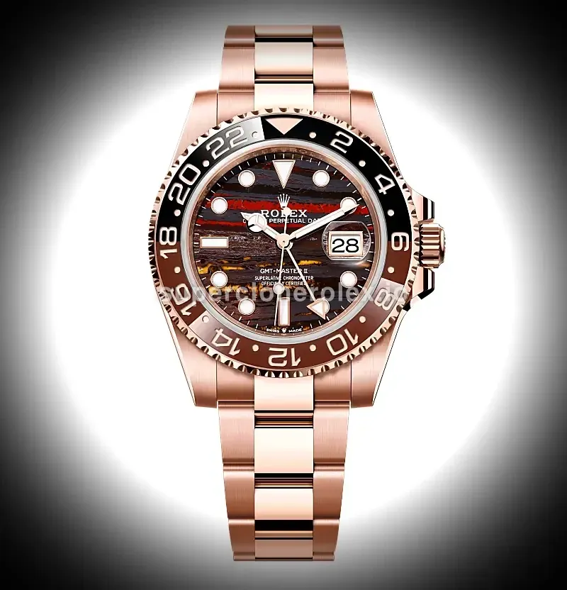 GMT-Master 126715CHNR Root Beer super clone suizo esfera tiger iron — vista frontal