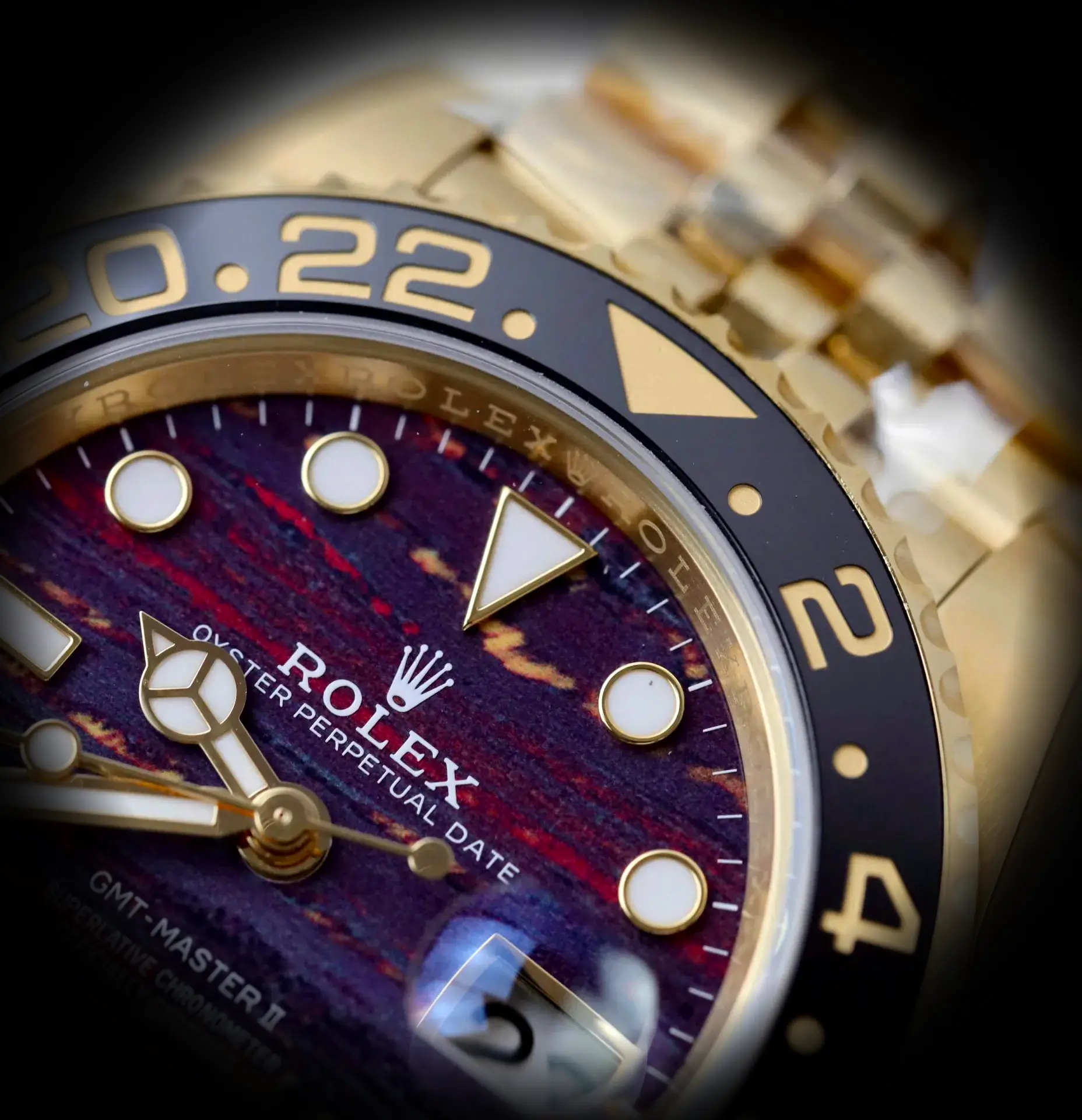 Rolex GMT-Master II 126718GRNR super clon suizo, esfera tiger iron, macro del bisel Cerachrom