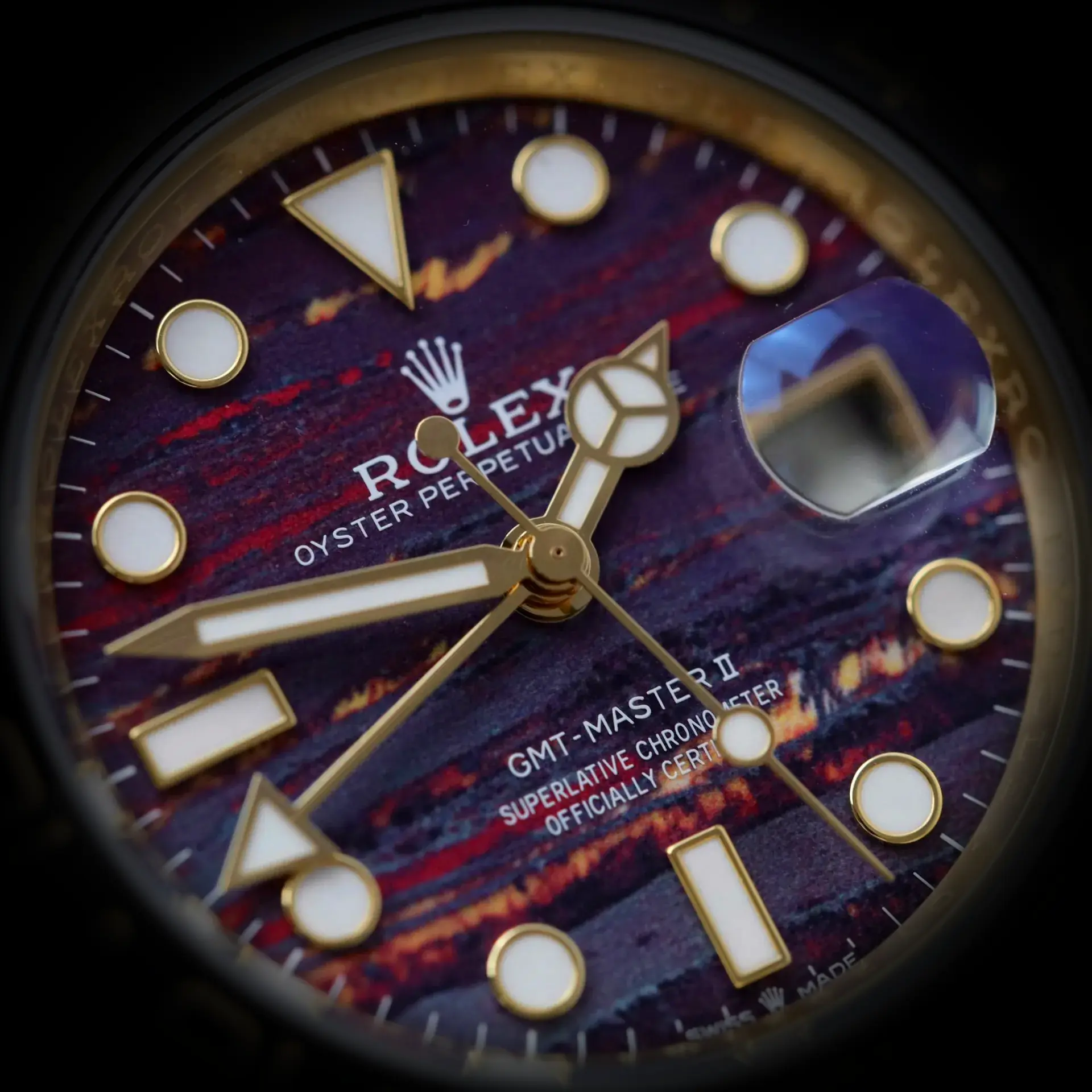 Rolex GMT-Master II 126718GRNR super clon 40mm, detalle de la corona y la caja