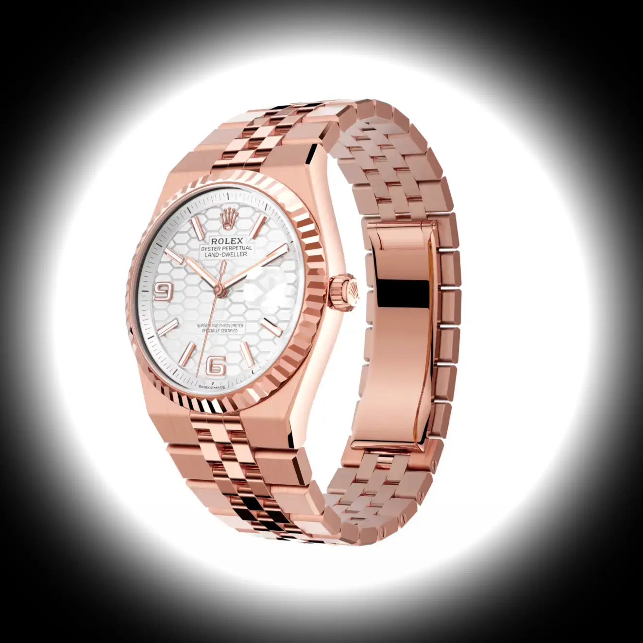 Rolex Land-Dweller 127235 clon suizo, perfil lateral