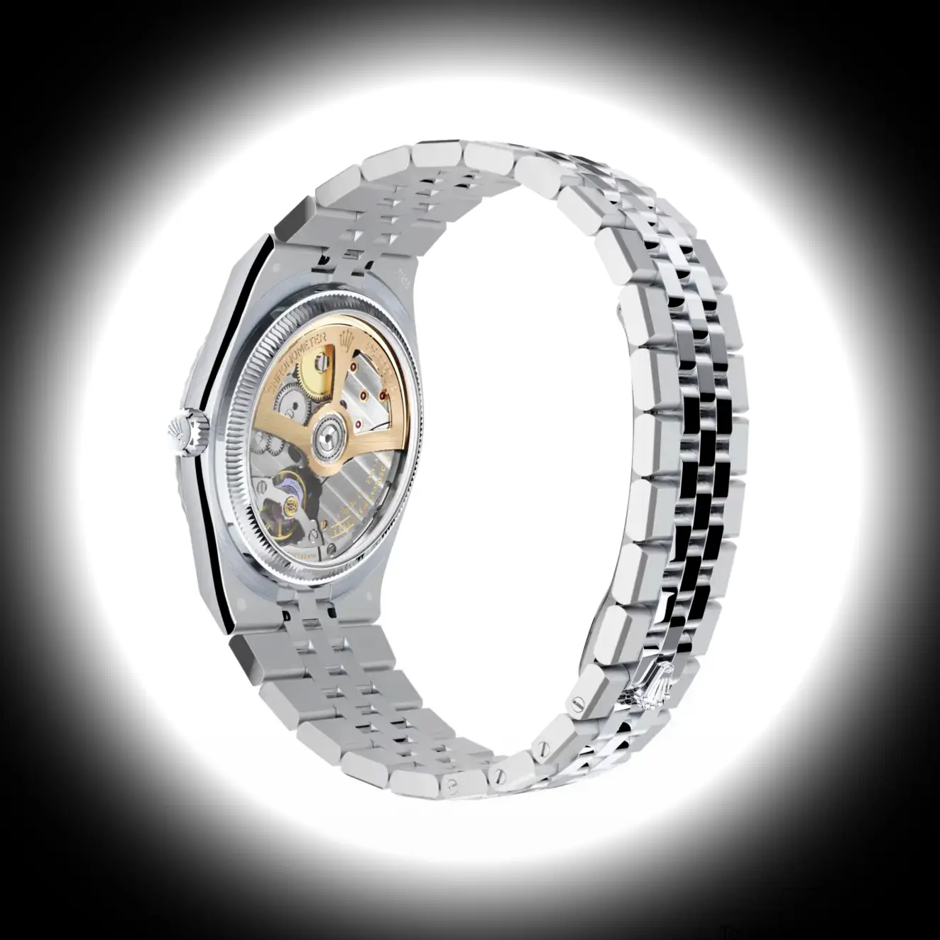 Rolex Land-Dweller 127236 super clon esfera azul hielo, detalle del fondo de caja