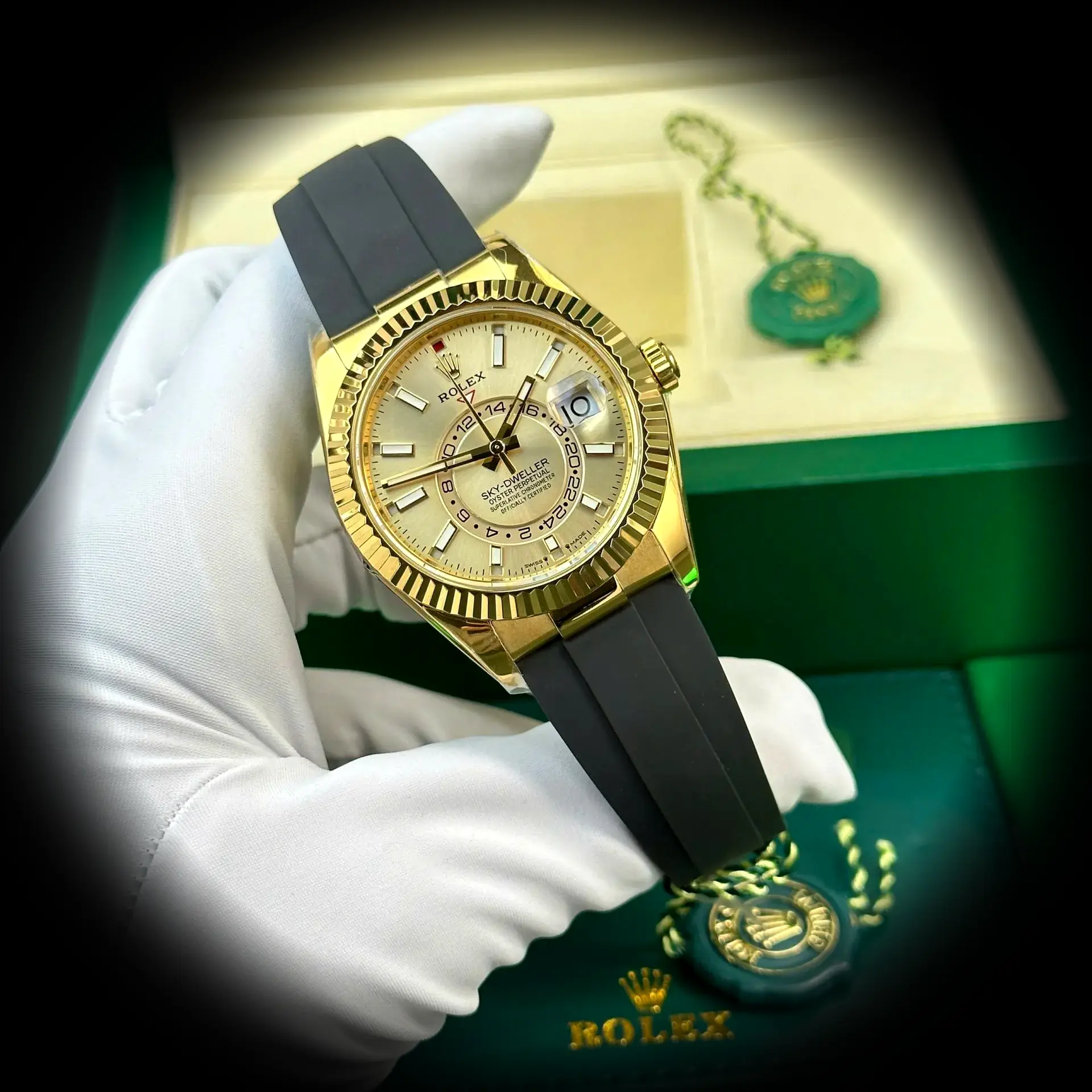 Rolex Sky-Dweller 336238 super clon 42mm, primer plano de la esfera