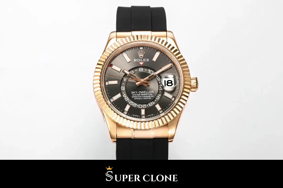 Rolex Sky-Dweller 326235 replica, correa Oysterflex negra