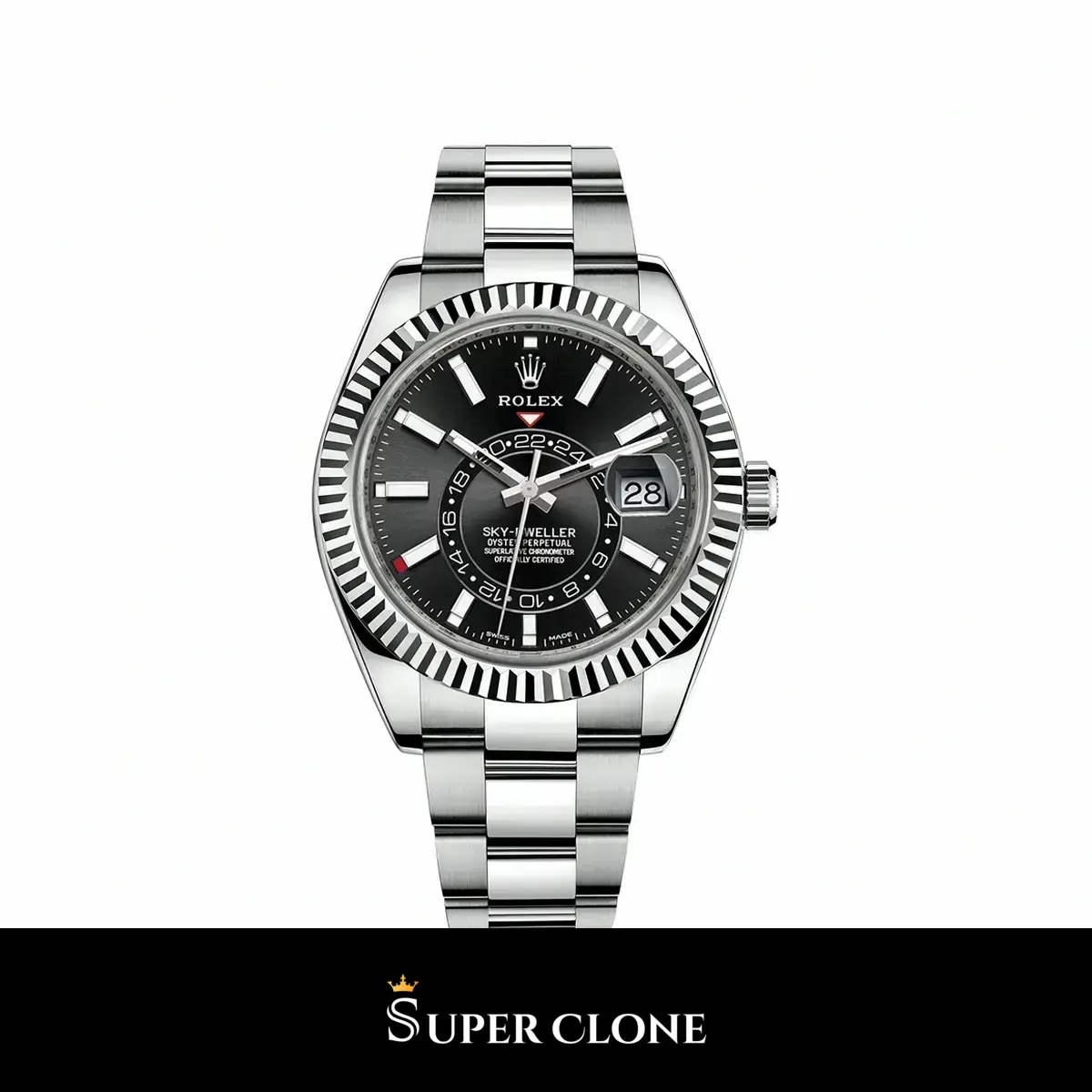 Rolex Sky-Dweller 326934 42mm Esfera Negra Lacada Bisel Ring Command Oro Blanco réplica