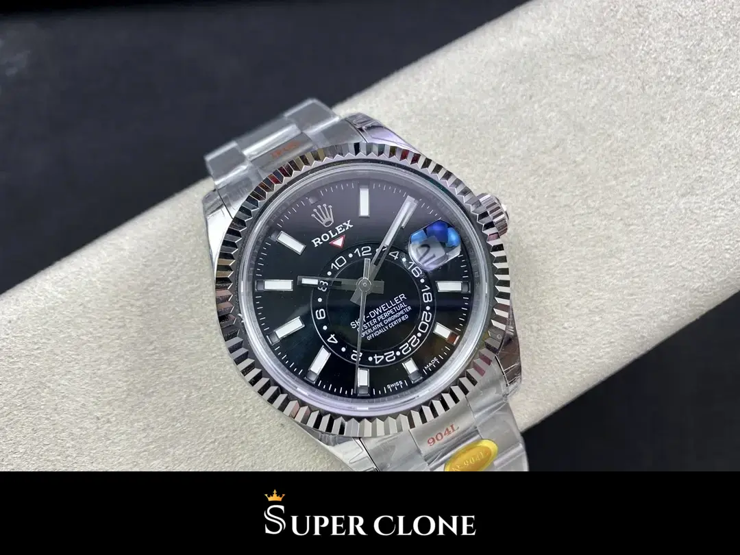 Rolex Sky-Dweller 326934 replica negra, fecha a las 3 horas