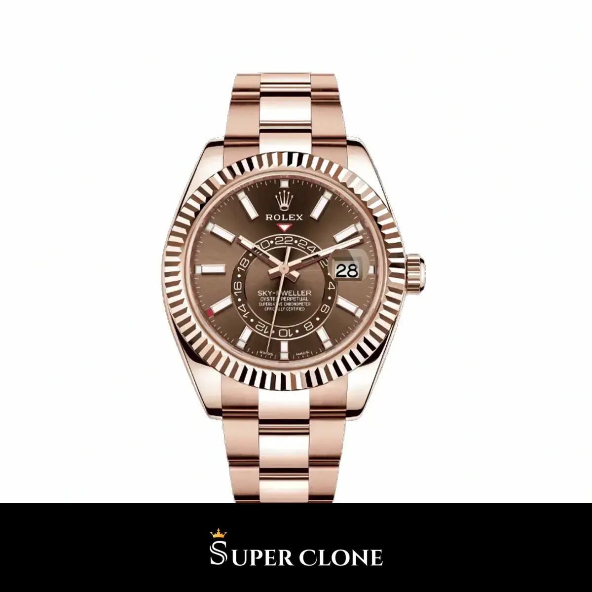 Rolex Sky-Dweller 326935 esfera chocolate sunray en caja Everose de 42 mm réplica
