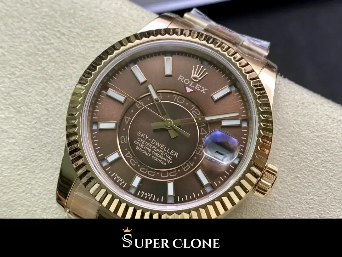 Rolex Sky-Dweller 326935 replica esfera chocolate, foto en la muñeca