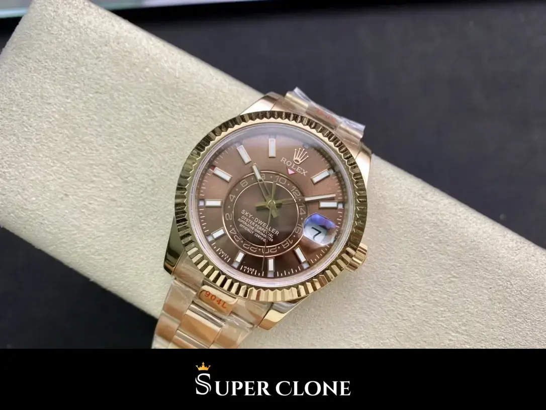 Rolex Sky-Dweller 326935 replica esfera chocolate, corona y caja