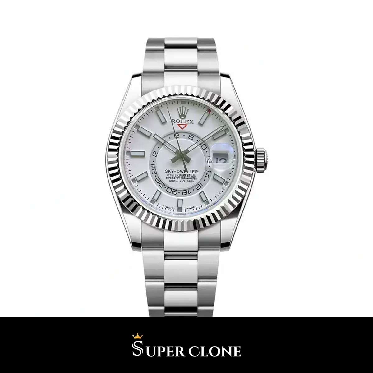 Sky-Dweller 326938 super clone suizo esfera blanco — vista frontal