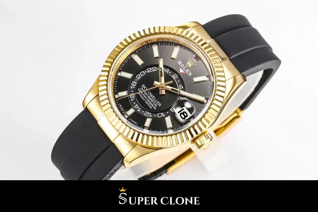 Rolex Sky-Dweller 336238 replica, ventana de fecha con Cyclops a las 3