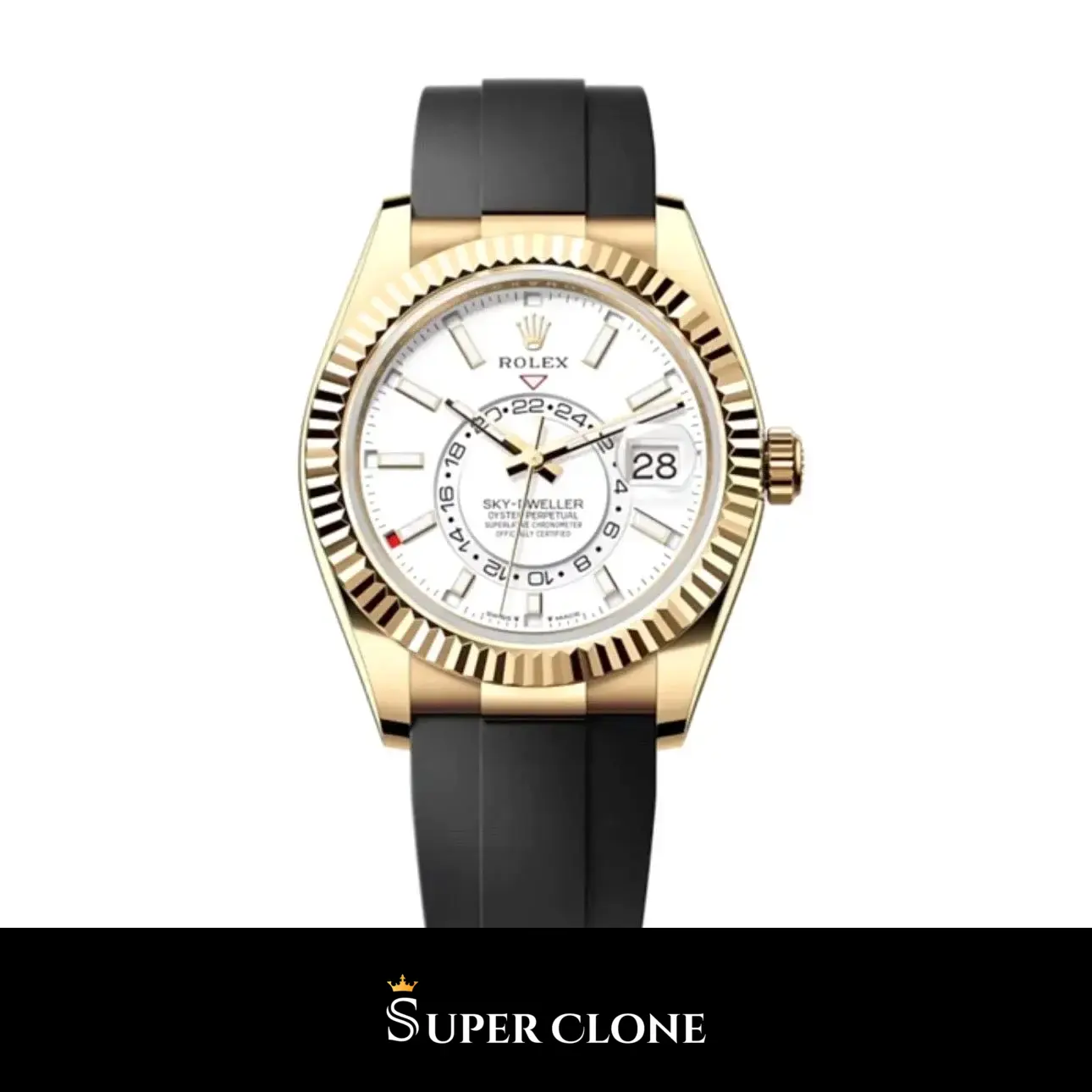 Rolex Sky-Dweller 336238 super clone suizo esfera blanco intenso — vista frontal