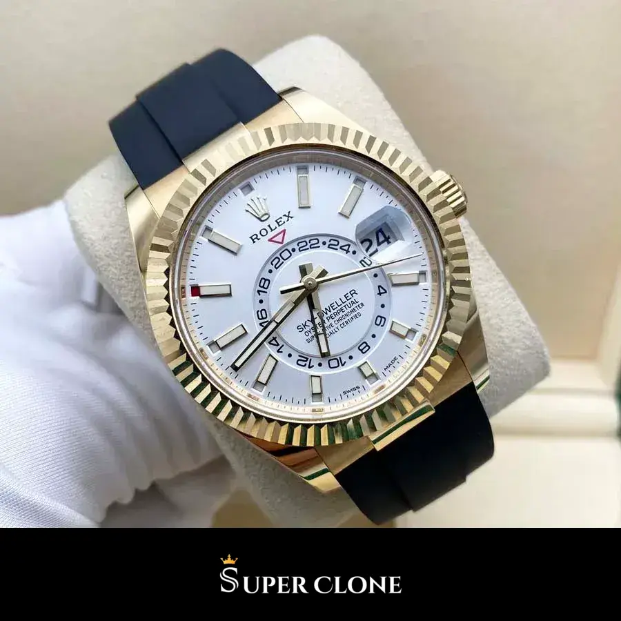 Rolex Sky-Dweller 336238 replica blanco intenso, detalle de la esfera