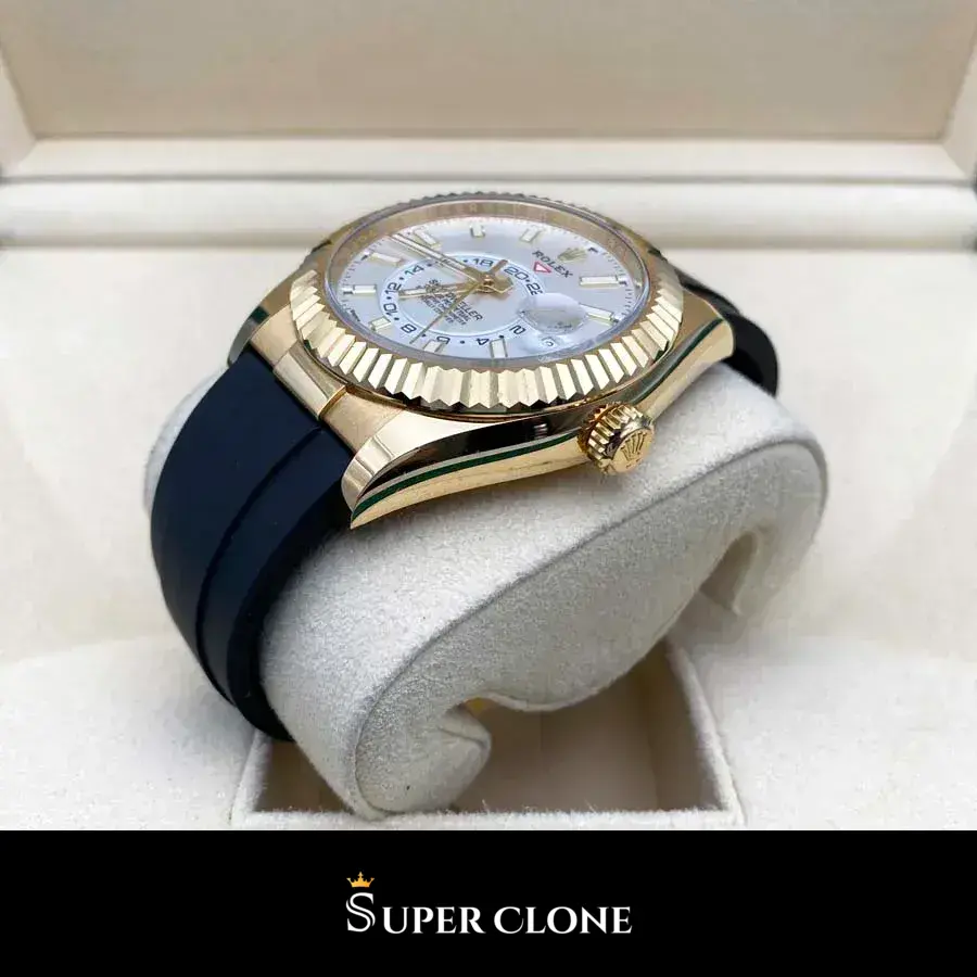 Rolex Sky-Dweller 336238 replica blanco intenso, perfil lateral