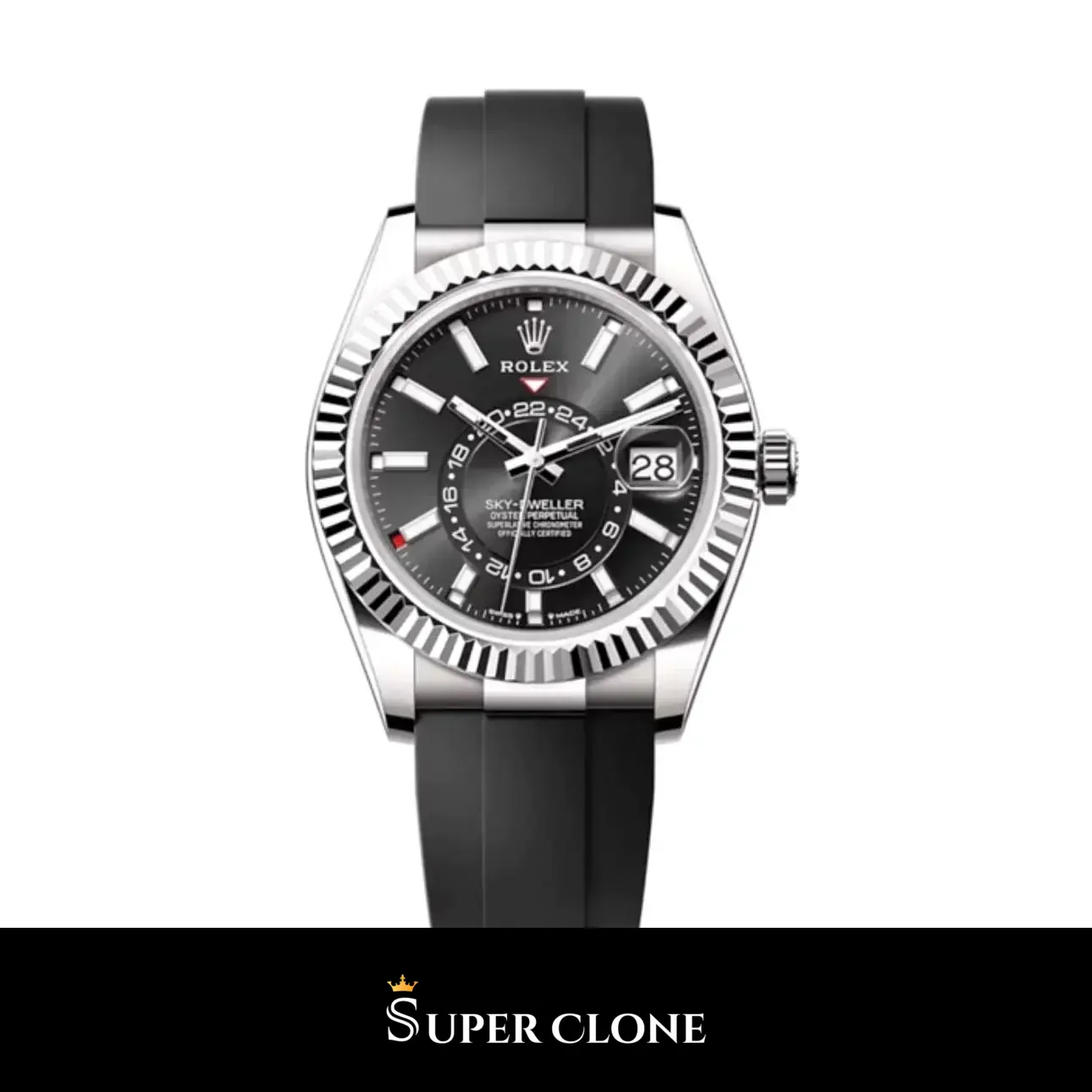 Rolex Sky-Dweller 336239 esfera negra sunray, bisel Command y Oysterflex réplica