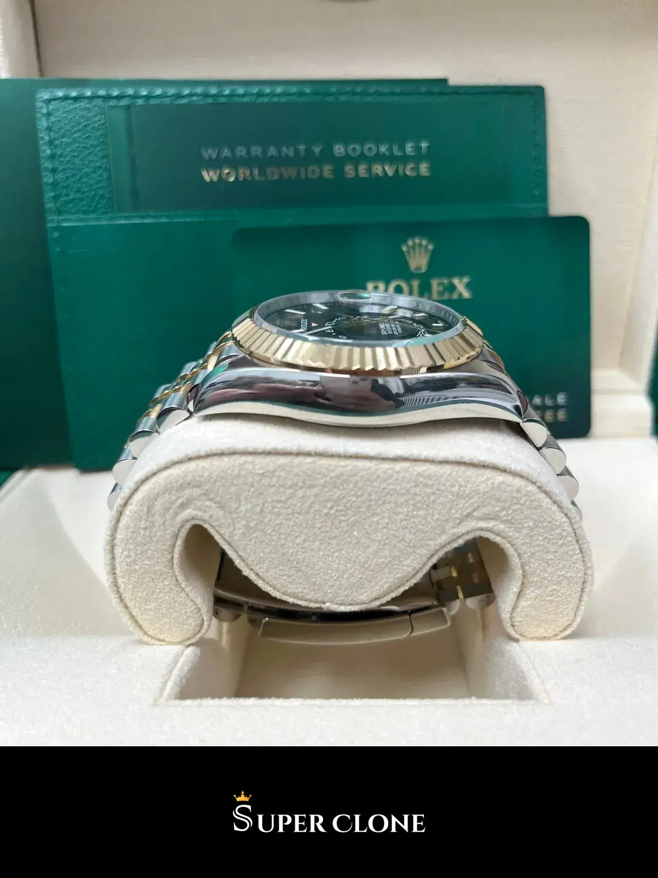 Rolex Sky-Dweller 336933 replica, brazalete Jubilee bicolor, esfera negra