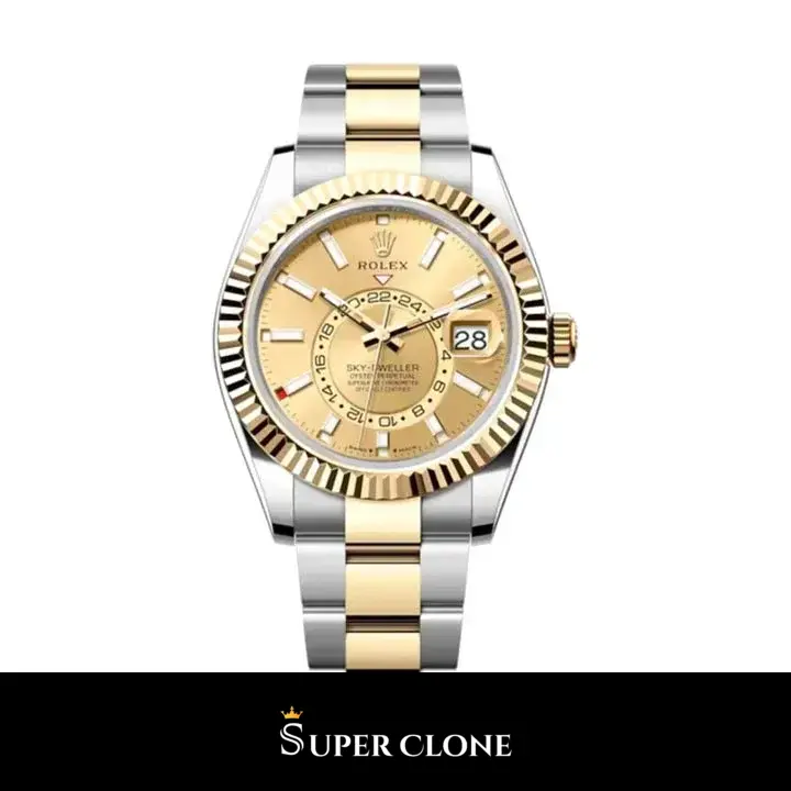 Rolex Sky-Dweller 336933 clon suizo esfera champagne — vista frontal