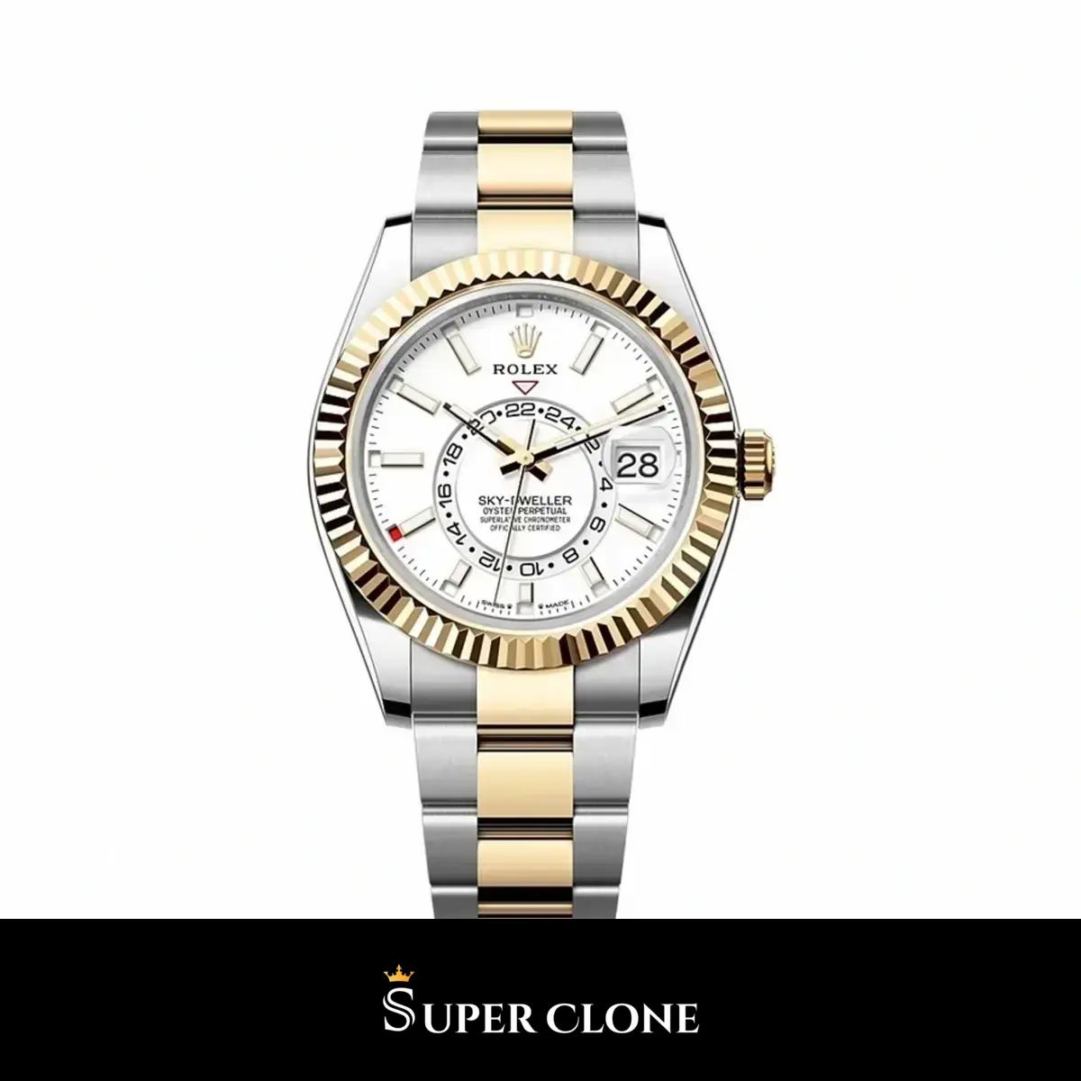 Rolex Sky-Dweller 336933 super clone suizo esfera blanco intenso — vista frontal