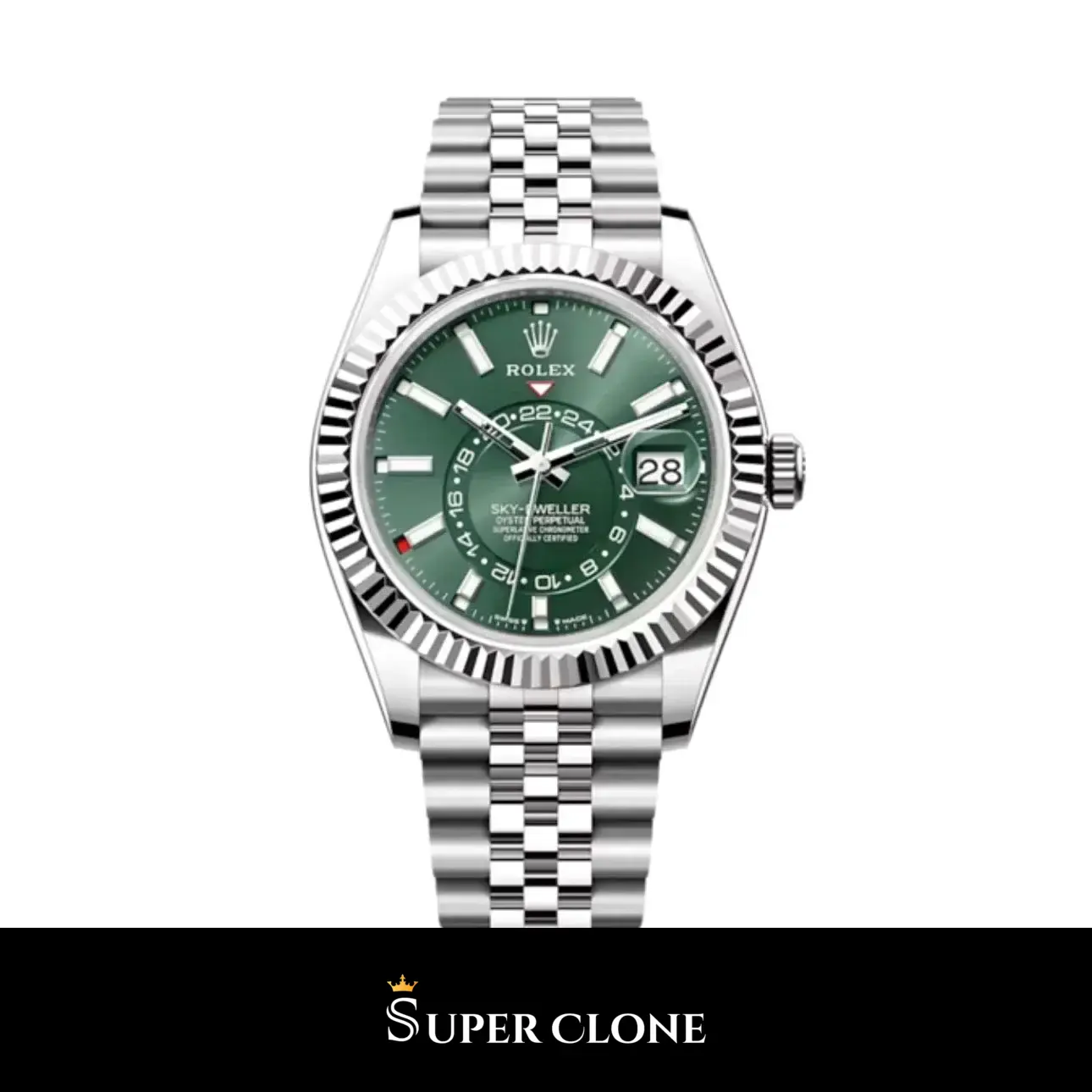 Rolex Sky-Dweller 336934 esfera verde menta sunburst bisel Ring Command réplica