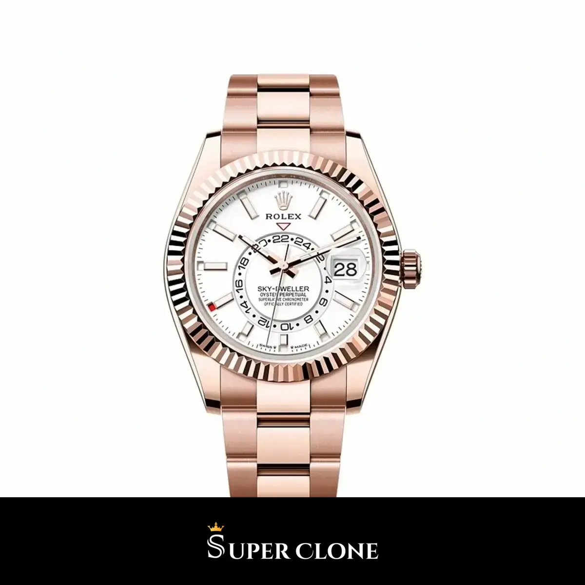 Rolex Sky-Dweller 336935 clon ETA esfera blanco intenso — vista frontal