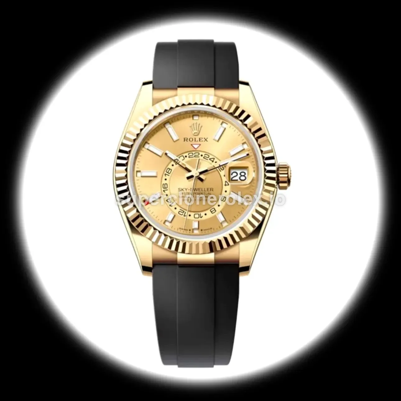 Rolex Sky-Dweller 336238 clon ETA esfera champán — vista frontal