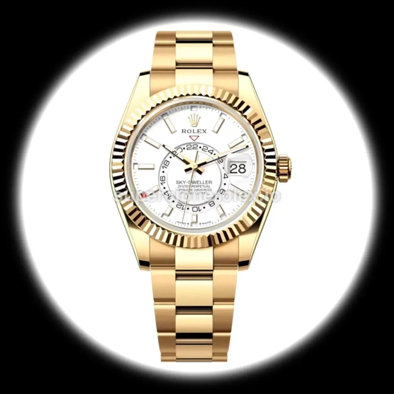 Sky-Dweller 336938 clon suizo esfera blanco intenso — vista frontal