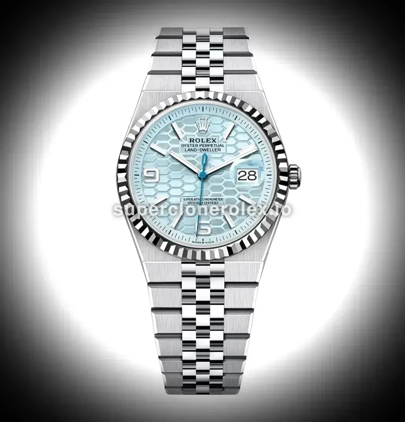 Rolex Land-Dweller 127236 superclone esfera azul hielo — vista frontal